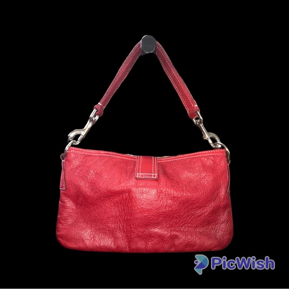 Cynthia Hart Los Angeles red leather shoulder hand bag - Picture 2 of 10